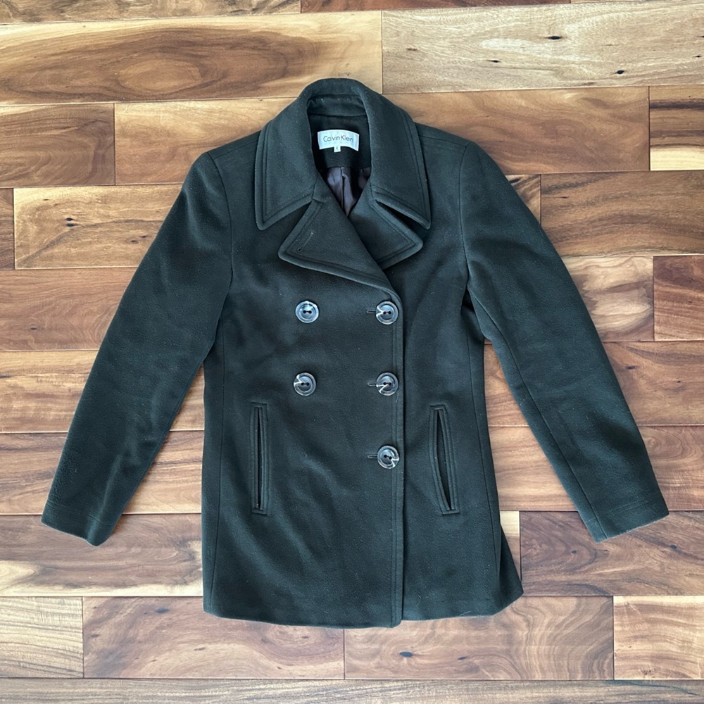 Calvin Klein Dark Olive Green Peacoat size 4